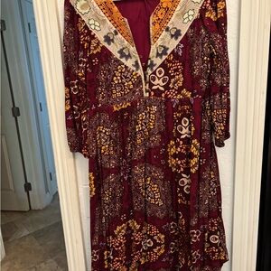 Maeve Burgundy Floral Dress